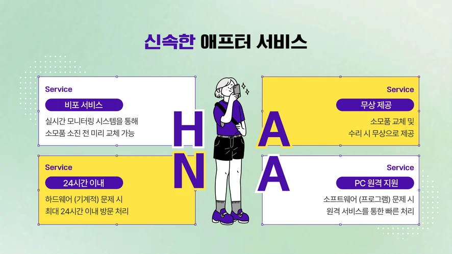여러 대의 개별 기기로 복잡한 치과 접수대 모습